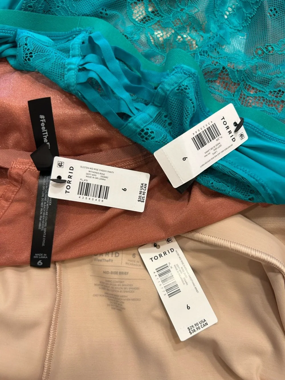 NWT Torrid Lot of 3 Plus Size Underwear Cheeky Smoothing Brief & Hipster Size 6X